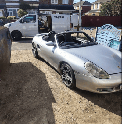 Porsche Boxster before front windscreen replacement