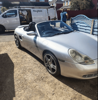 Porsche Boxster after front windscreen replacement