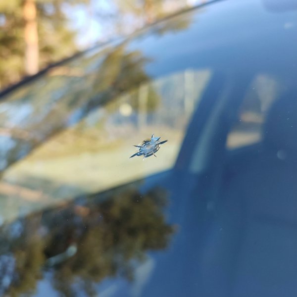 Chip repair example - star chip on windscreen
